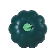 Top view of a green pumpkin-shaped catnip ball toy made of ABS material for interactive pet play.